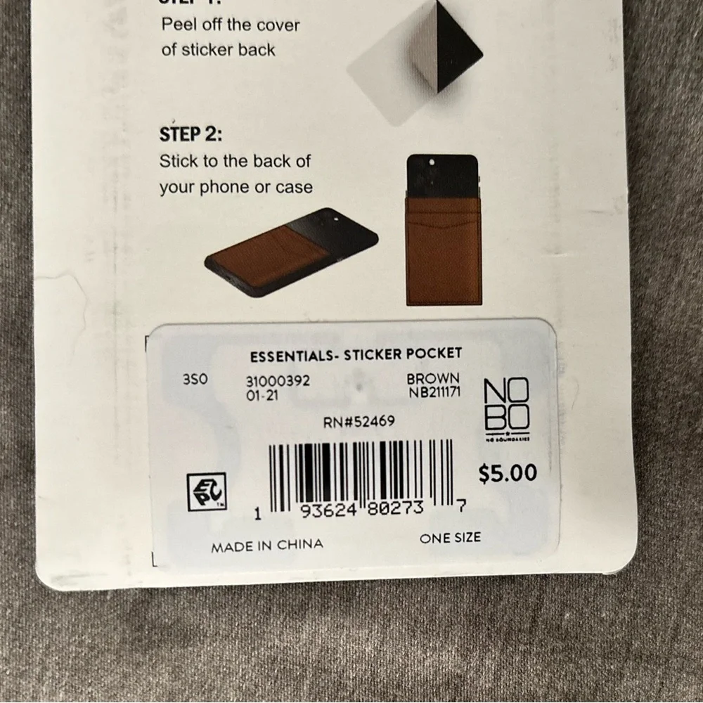 No Boundaries Tan Phone Sticker Pocket, Set of 2, NIP